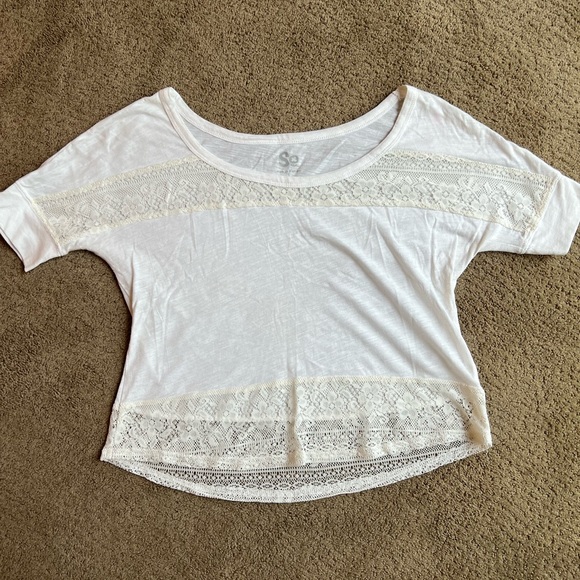 SO White Crop Relaxed T-Shirt - Picture 1 of 10